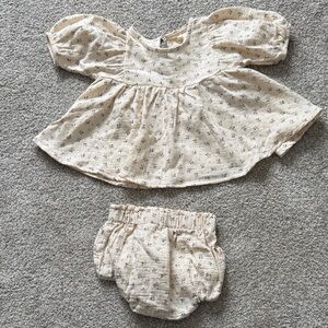 Quincy Mae Beige Floral Diaper Cover Set